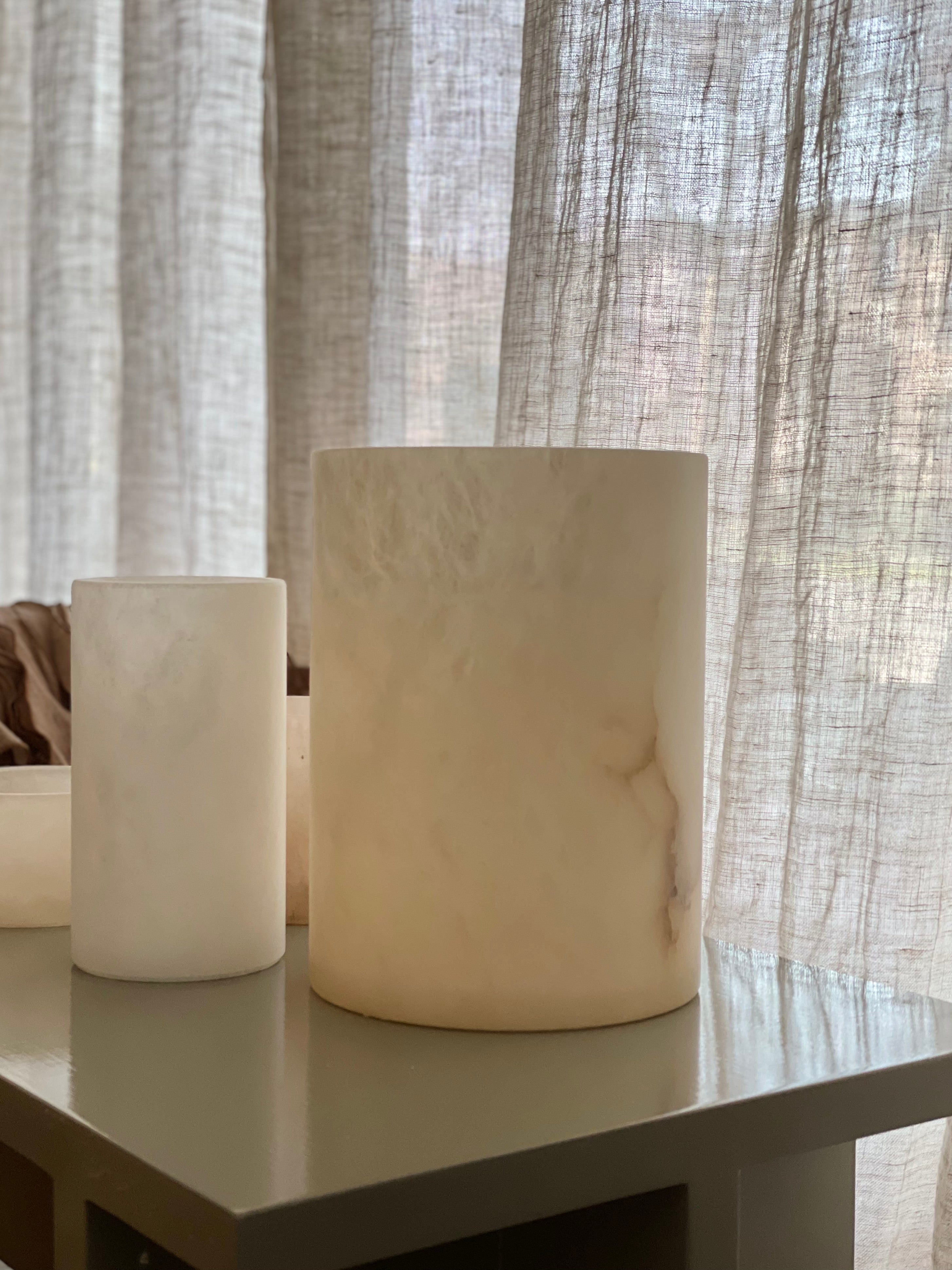 Candle holder - Vase alabaster beige L