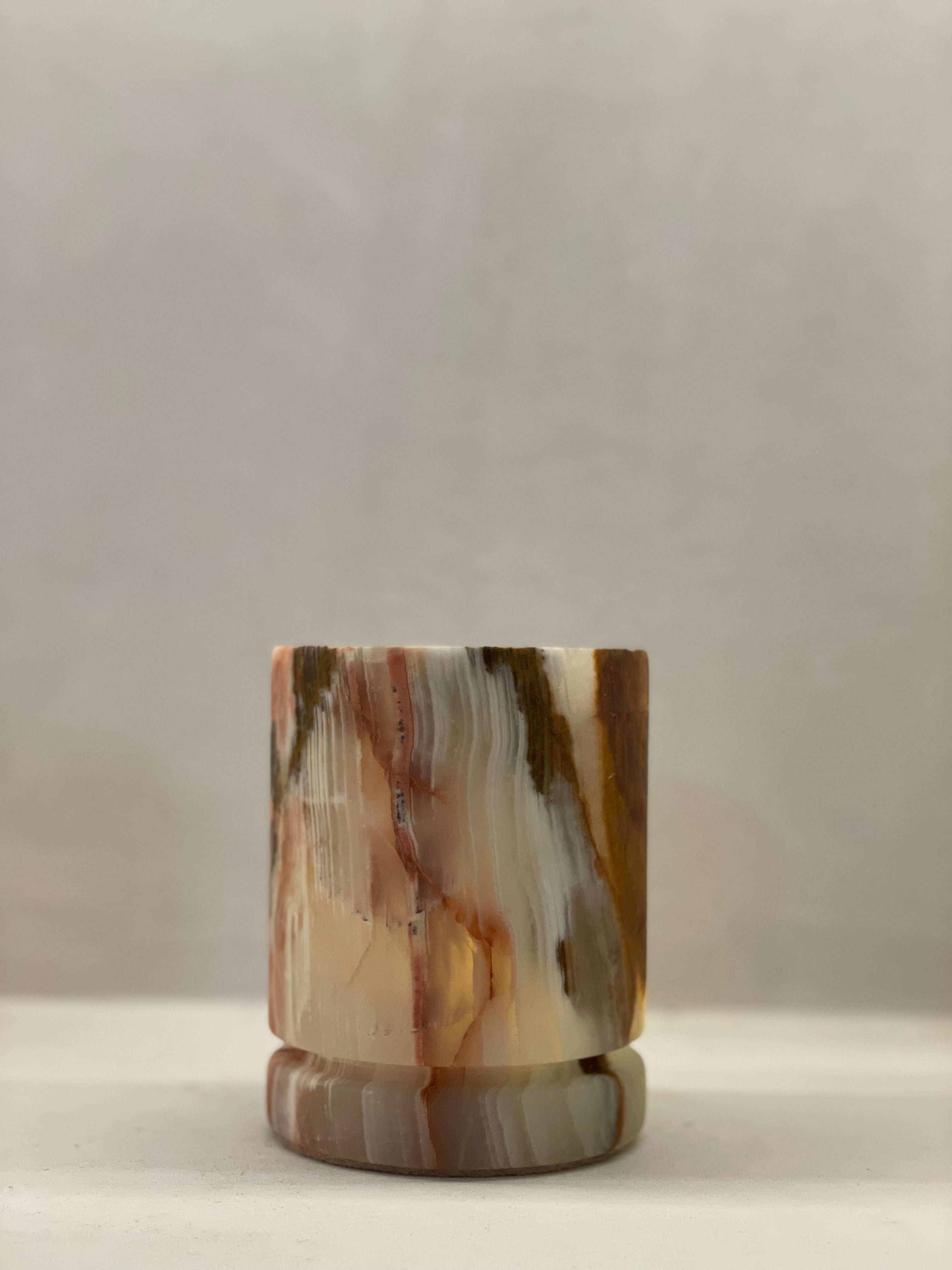 Candle holder brown onyx S