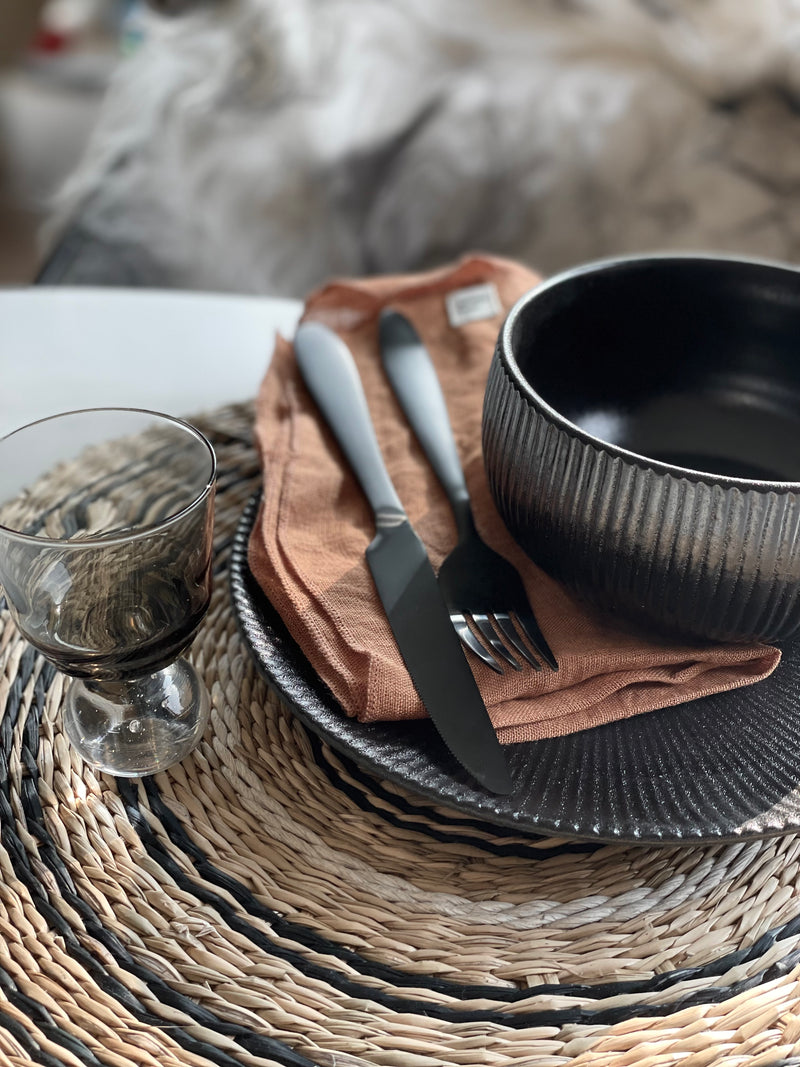 Placemats in seagrass black - lot of 4