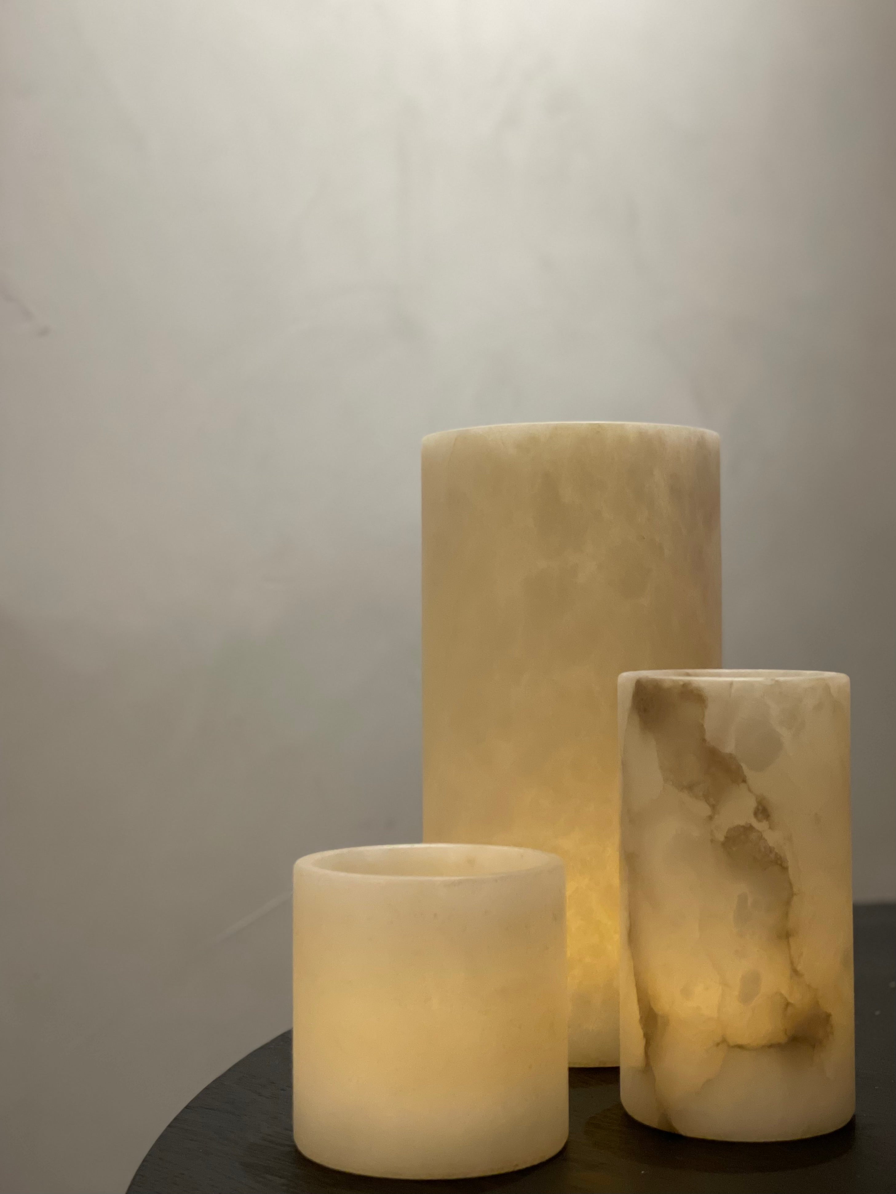 Bougeoir/Vase albâtre beige Alice