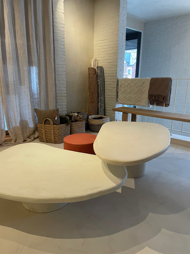 Table basse en béton Ciré XL- Blanc/gris
