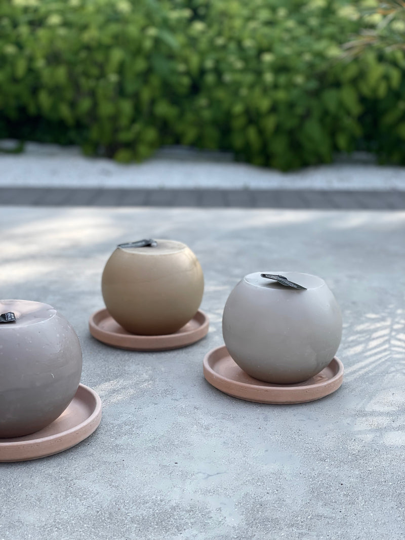 Coaster outdoor candle terracotta