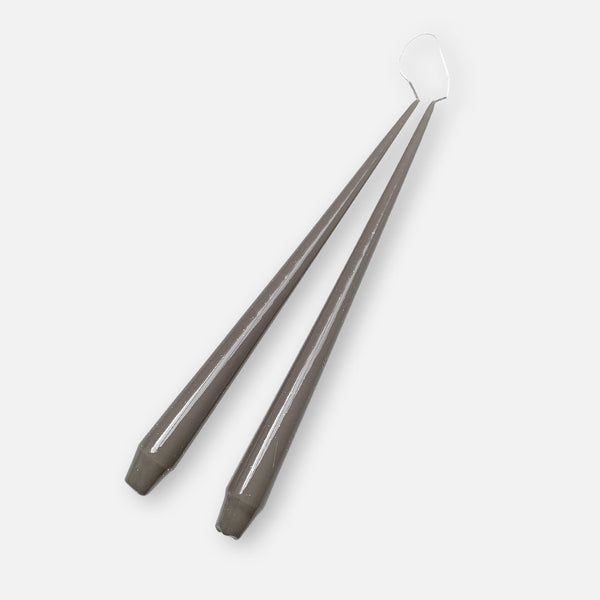 Bougies de dîner jumelles -  gris foncé scintillant - 29 cm