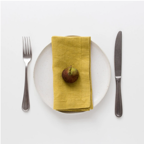 Linge de table en lin jaune curry - lot de 4